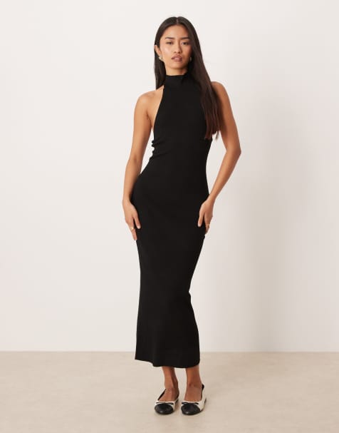 Gina Tricot sleeveless knitted turtleneck maxi dress in black - view 1