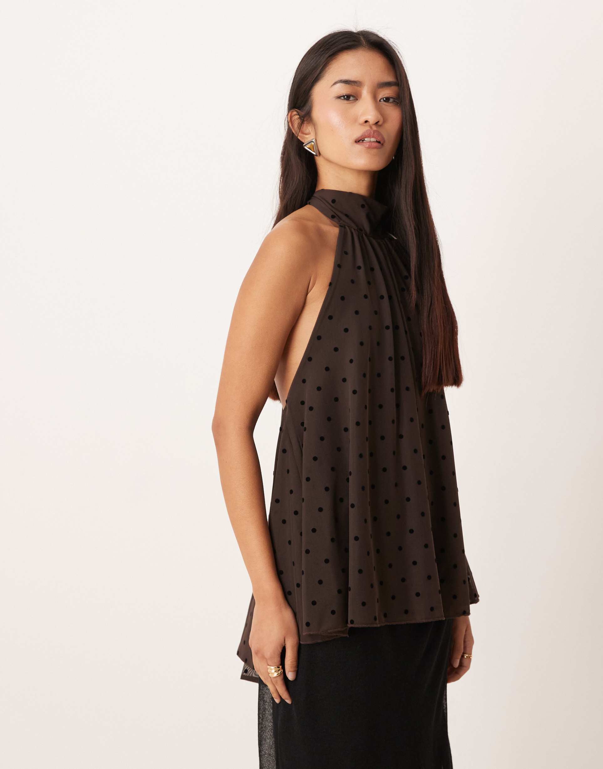 gina tricot sleeveless mesh scarf top in polka dot