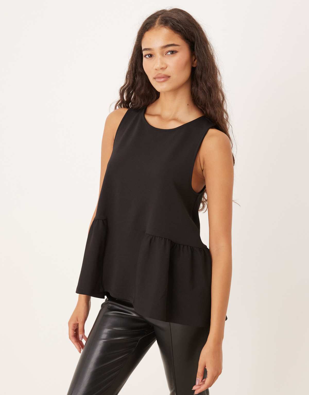 Gina Tricot sleeveless peplum top in black