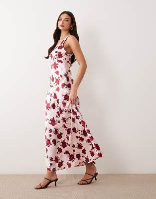 Gina Tricot Sleeveless Satin Maxi Dress In White