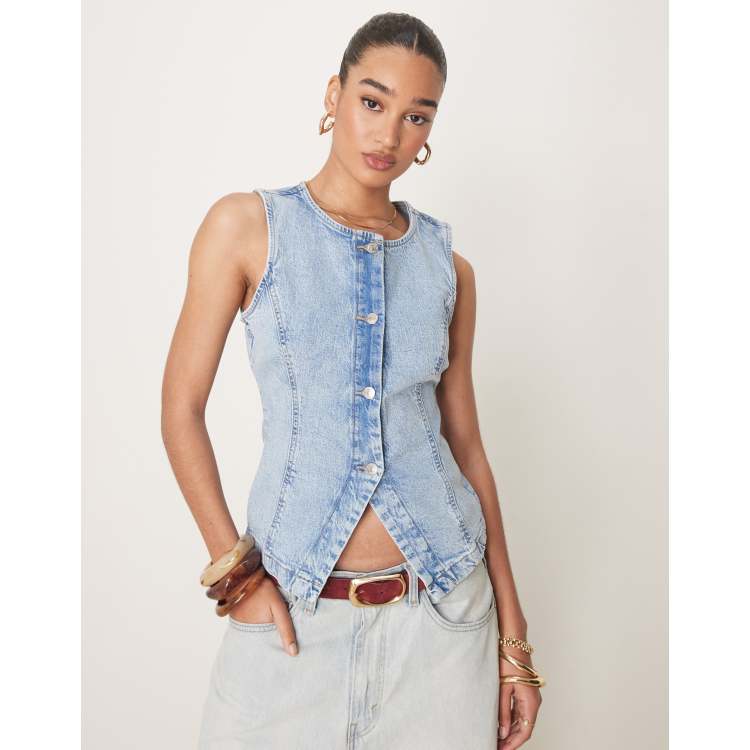 ￼ Eco Bio Washed Denim Jumper Vest Eco Bio Washed Denim Jumper Vest