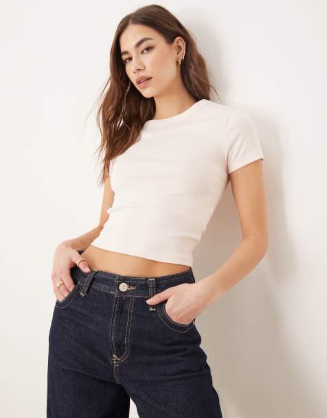 Gina Tricot - Slim-fit top met korte mouwen in lichtroze - view 1