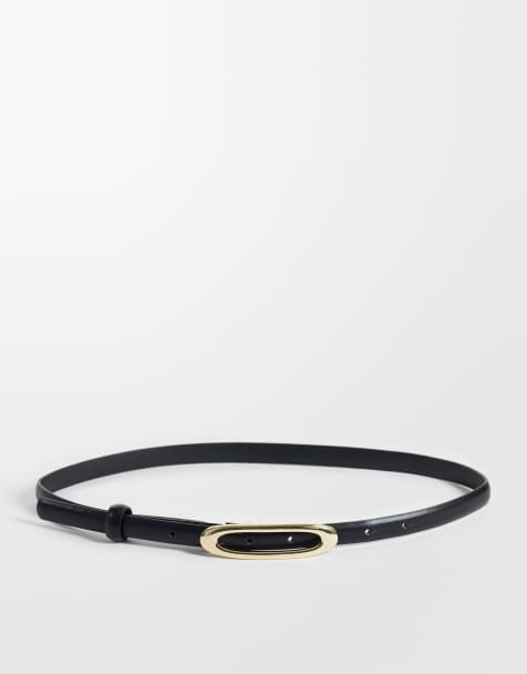 Gina Tricot slim waist belt with oval buckle detail  - view 1