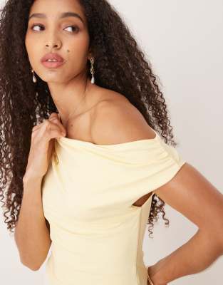 Gina Tricot Slinky Jersey One Shoulder Ruched Twist Top