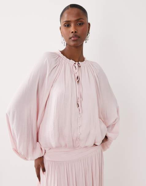 Gina Tricot smock long sleeve blouse in light pink - view 1