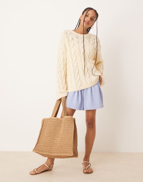 Gina Tricot – Smörgul, flätstickad sweatshirt i oversize - view 1