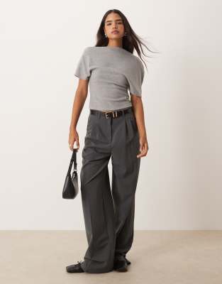 Gina Tricot Soft Asymmetric Top In Gray