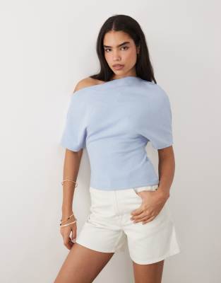 Gina Tricot soft asymmetric top in light blue