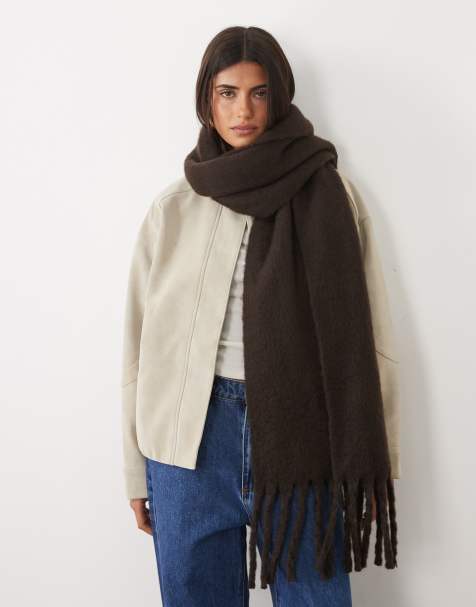 Gina Tricot soft chunky scarf in brown - view 1
