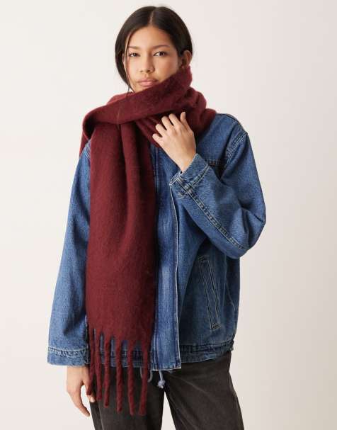Gina Tricot soft chunky scarf in burgundy