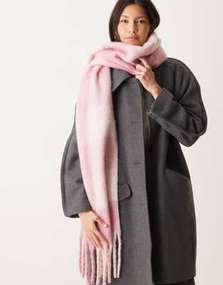 Gina Tricot soft chunky scarf in pink check | ASOS