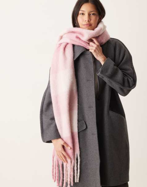 Gina Tricot soft chunky scarf in pink plaid - view 1
