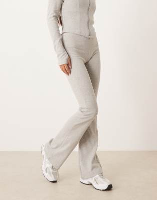 Gina Tricot Soft High Waist Flare Pants In Gray