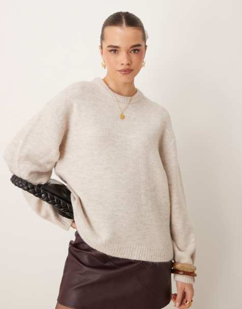 Gina Tricot soft knit sweater in light beige melange