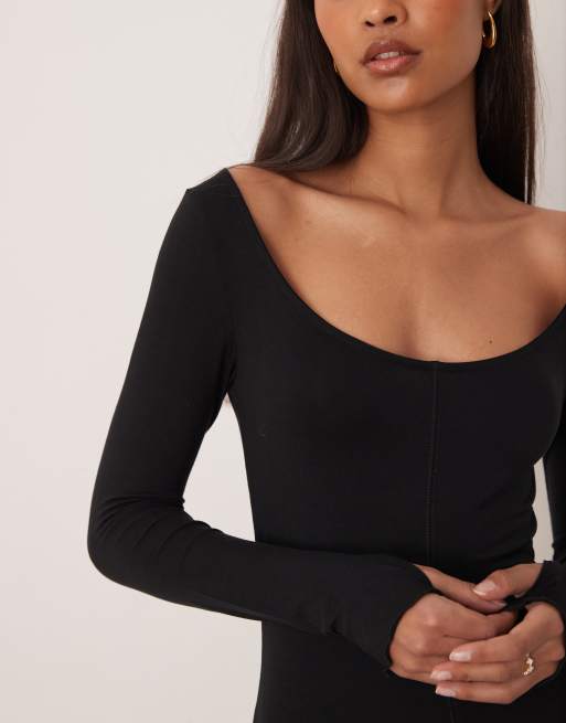 Gina Tricot soft layering yoga top in black, 3 of 4