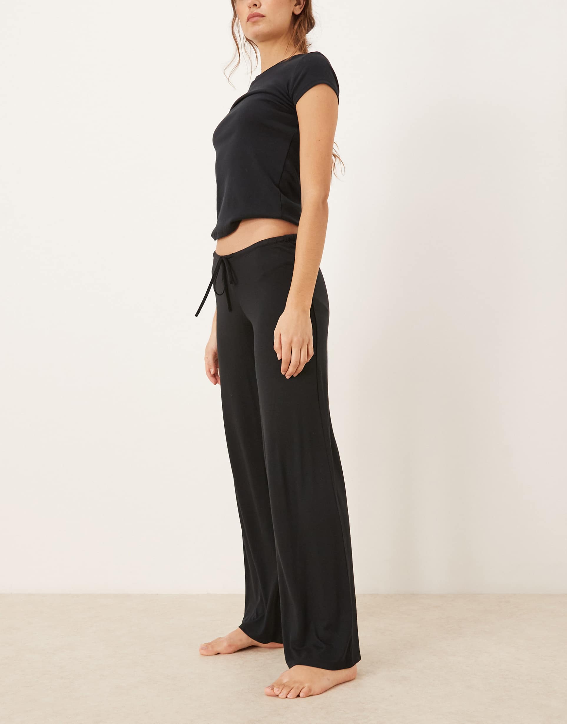 gina tricot soft low waist loungewear pants in black