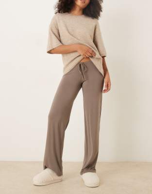 Gina Tricot Soft Low Waist Loungewear Trousers In Brown