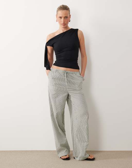 Gina Tricot soft one shoulder tie top in black, 2 of 4