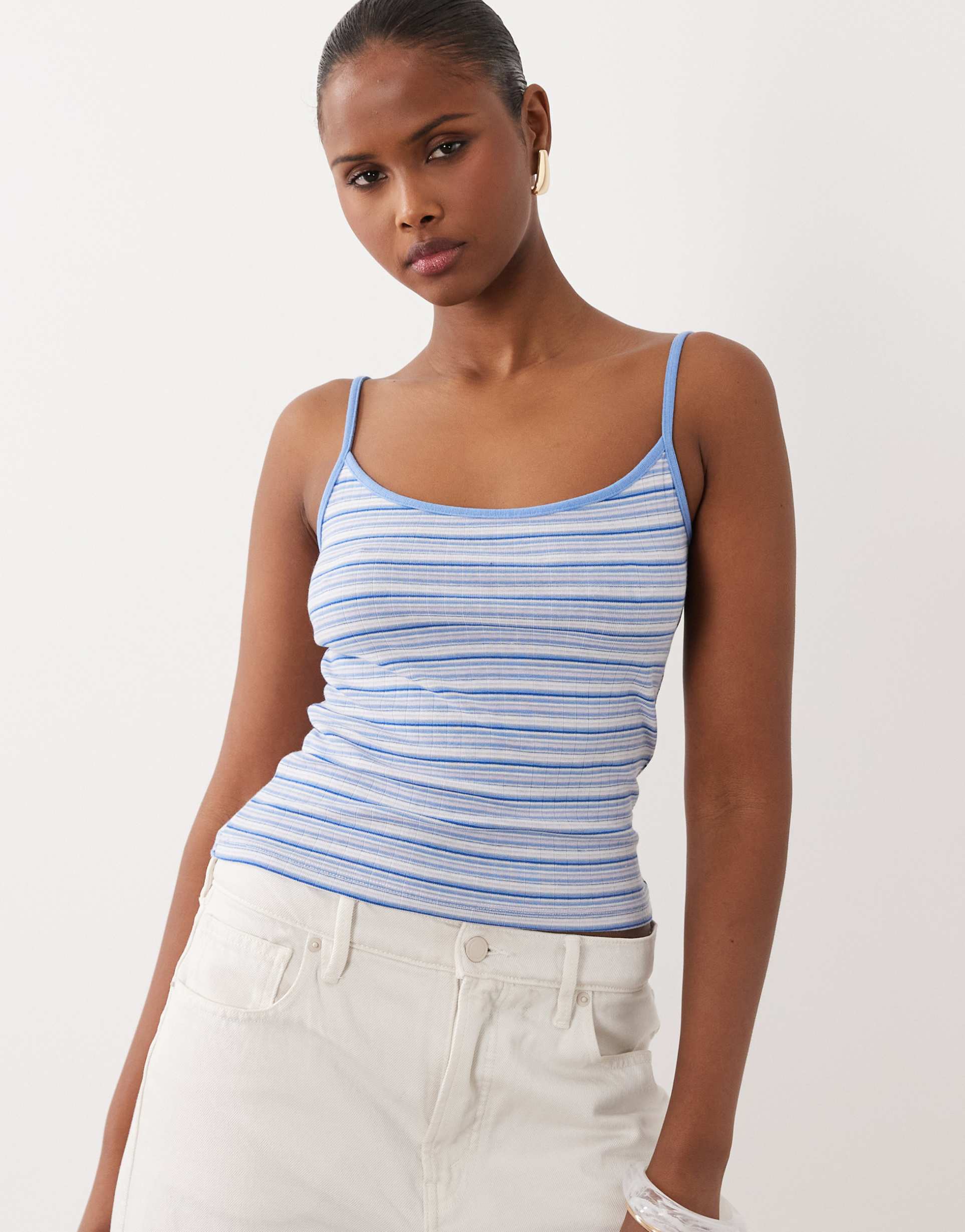 gina tricot soft tank top in blue stripes