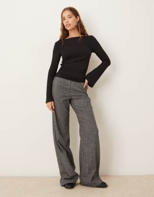 Gina Tricot Soft Touch Boatneck Top In Black