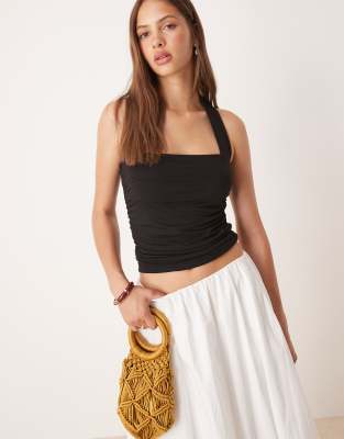 Gina Tricot rib singlet top in white