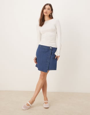 Gina Tricot - Zachte top met lange mouwen en boothals in gebroken wit