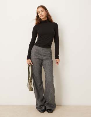 Gina Tricot Soft Touch Long Sleeve Jersey High Neck Top In Black