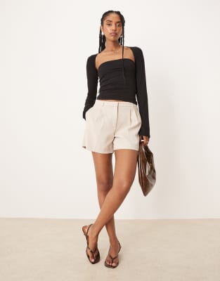 GINA TRICOT SOFT TOUCH LONG SLEEVE SQAURE NECK TOP WITH SPLIT CUFFS 