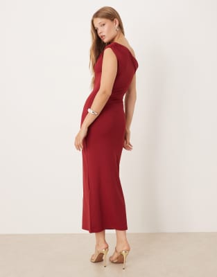 Gina Tricot Soft Twist Asymmetric Maxi Dress In Red