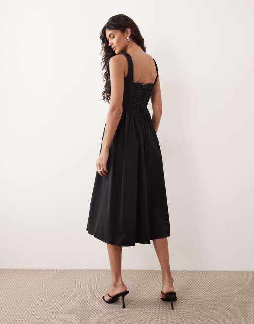 Gina Tricot - Sort korset-midikjole, 3 af 4