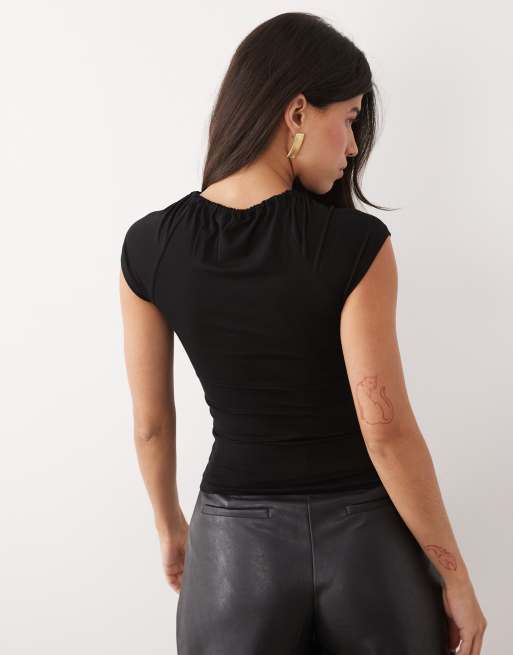 Gina Tricot - Sort kortærmet top med keyhole-udskæring, 4 af 4