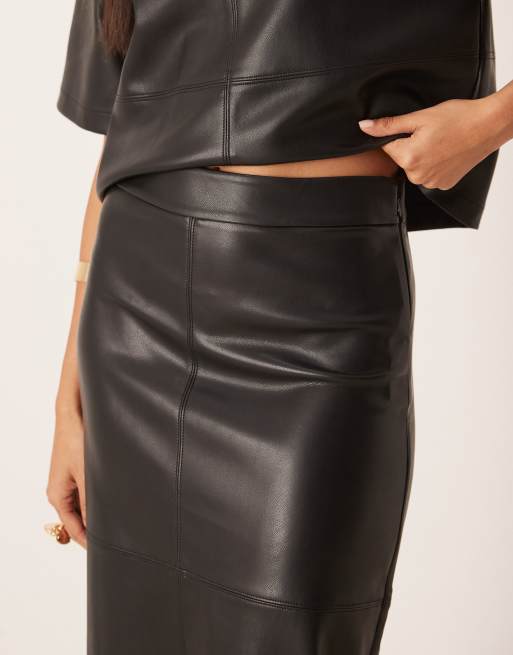 Gina Tricot - Sort midinederdel i PU i lige pasform, 4 af 5