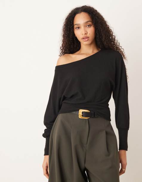 Gina Tricot - Sort offshoulder-top med lange ærmer - view 1