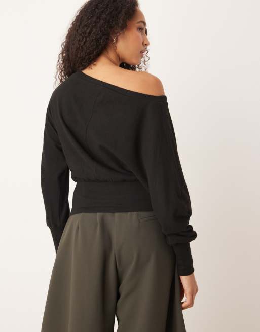 Gina Tricot - Sort offshoulder-top med lange ærmer, 4 af 4