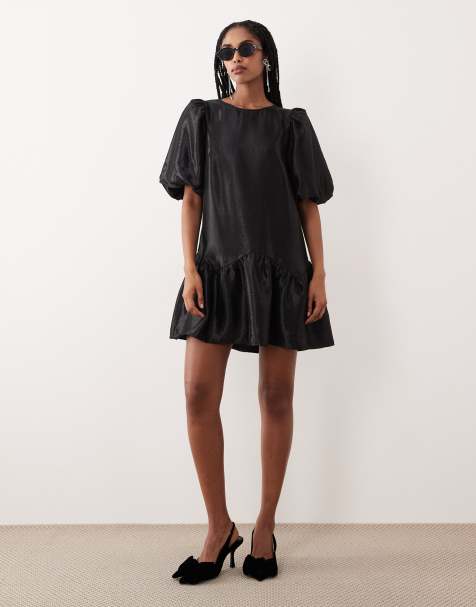 Gina Tricot - Sort og kort peplum-minikjole med ballonærmer - view 1