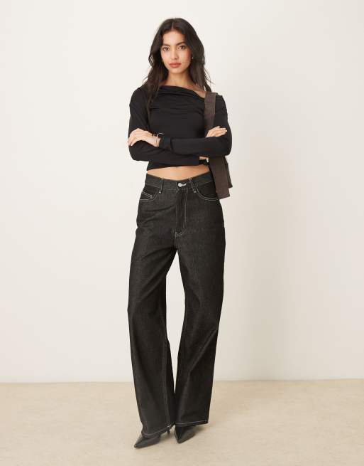 Gina Tricot - Sort og langærmet samt stram offshoulder-top i jersey, 2 af 4