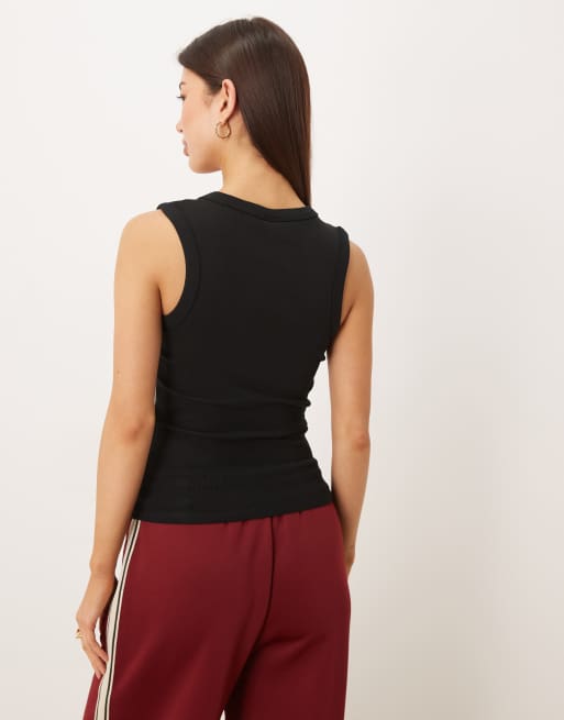 Gina Tricot - Sort ribstrikket tanktop med V-hals, 3 af 4