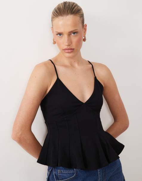 Gina Tricot - Sort singlet-top med peplumkant - view 1