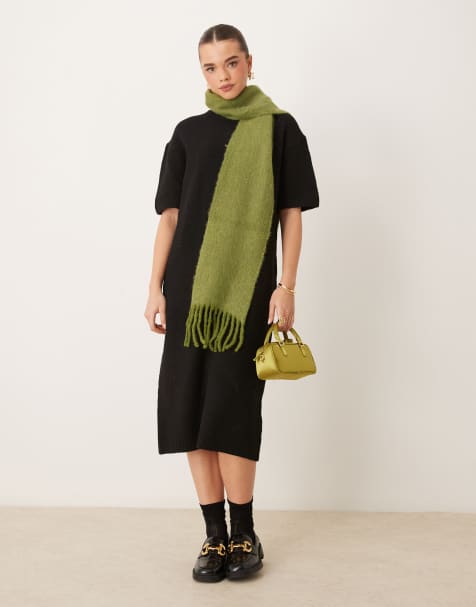 Gina Tricot - Sort-strikket midaxi-t-shirtkjole - view 1