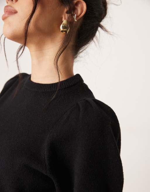Gina Tricot - Sort strikket sweater med korte pufærmer, 3 af 4