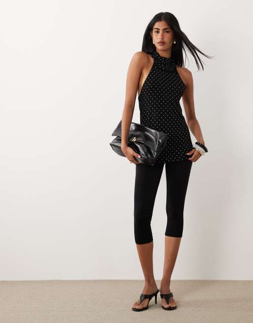 Gina Tricot - Sort strikket top med polkaprikker, 4 af 4