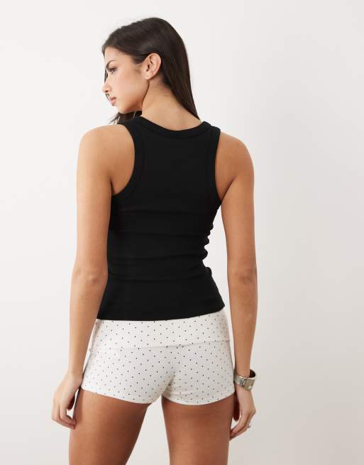 Gina Tricot - Sort tanktop med dyb rund hals og ekstra stretch, 4 af 4