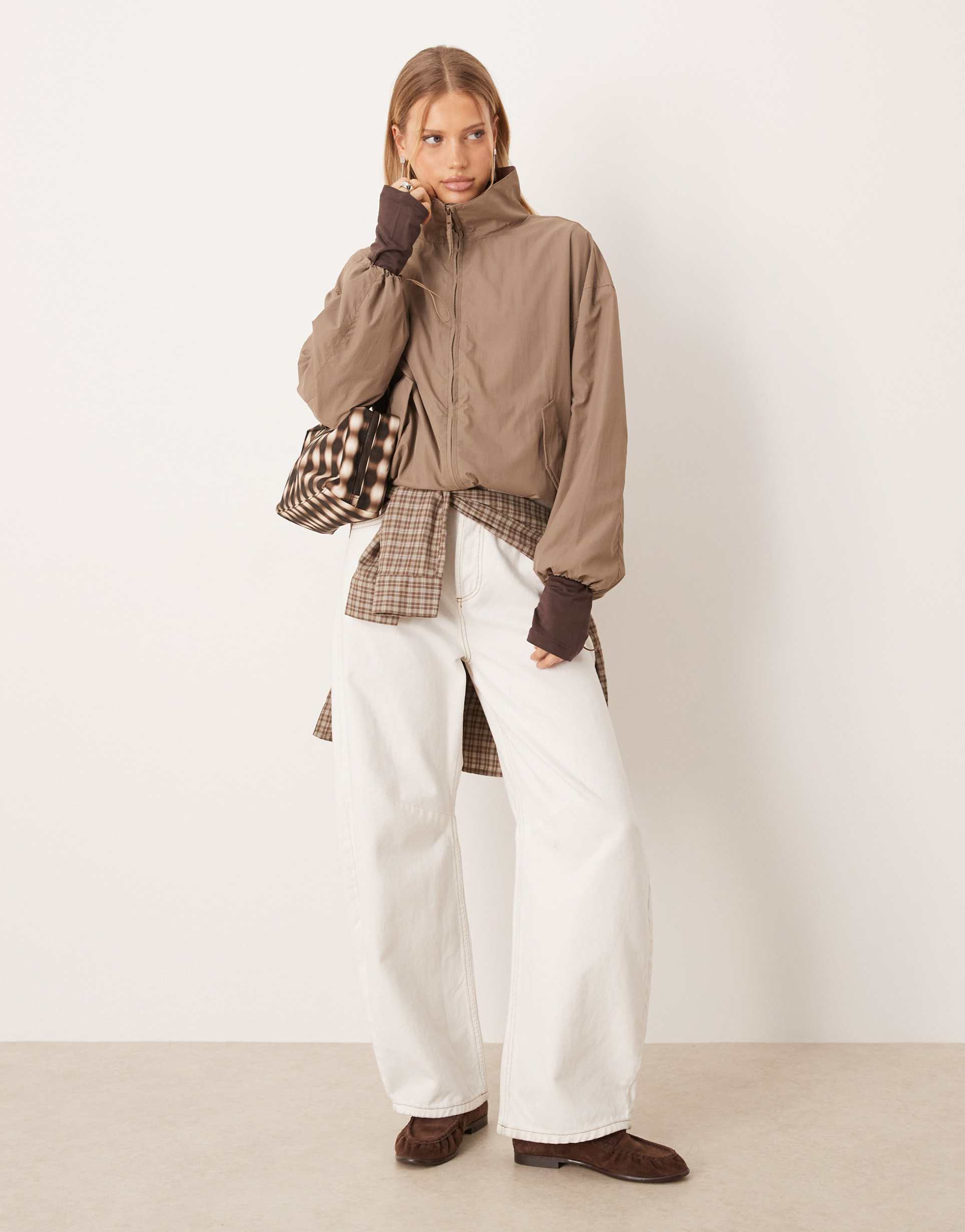 gina tricot sporty short windbreaker jacket in espresso brown