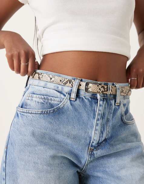 Gina Tricot square buckle hip belt in snake print - view 1