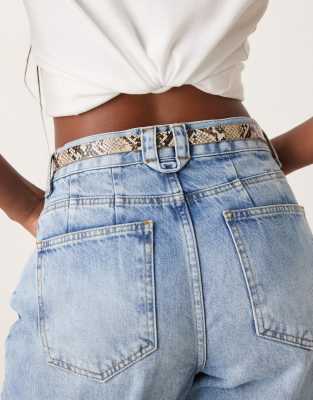Gina Tricot Square Buckle Hip Belt In Brown