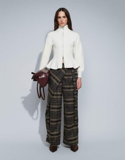Gina Tricot stickad kofta med dragkedja i cream, 2 av 4
