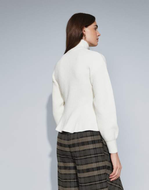 Gina Tricot stickad kofta med dragkedja i cream, 4 av 4