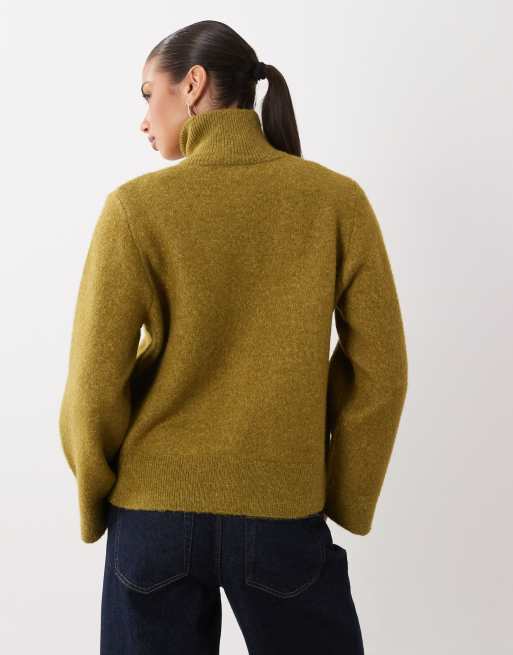 Gina Tricot stickad kofta med fickor i mörkgrönt, 4 av 4