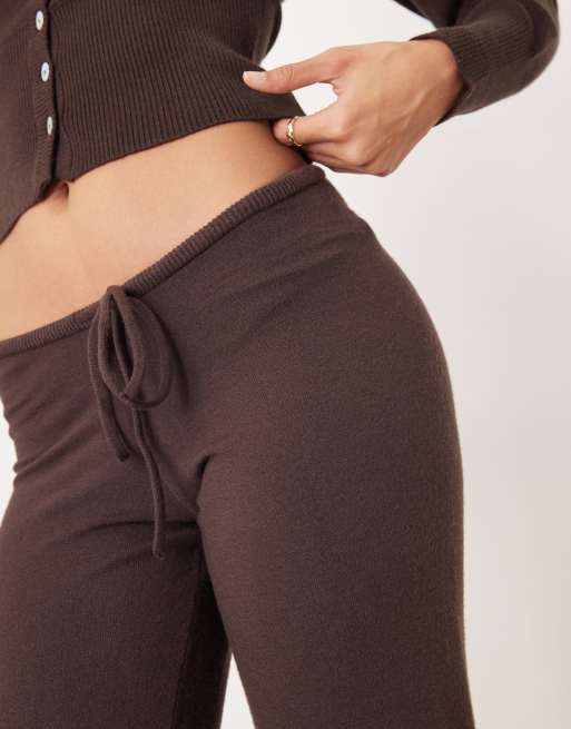 Gina Tricot straight leg drawstring fine knit pants in cream - part of a set, 4 of 5
