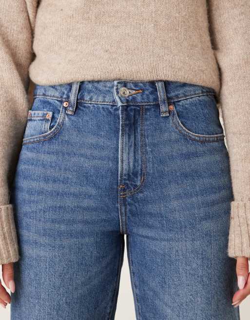 Gina Tricot straight leg jeans in midwash blue, 4 of 5